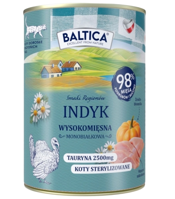 Baltica Smaki Regionów monobiałkowa mokra karma dla kota indyk 12x 400g 2