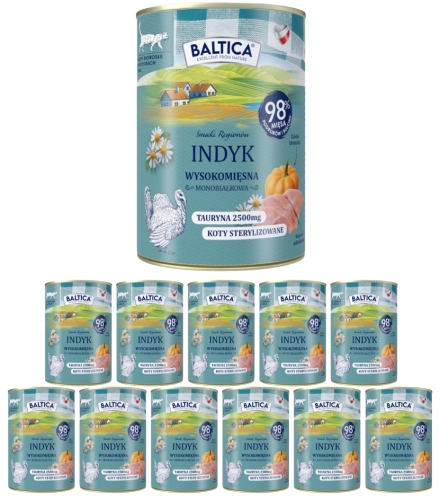 Baltica Smaki Regionów monobiałkowa mokra karma dla kota indyk 12x 400g