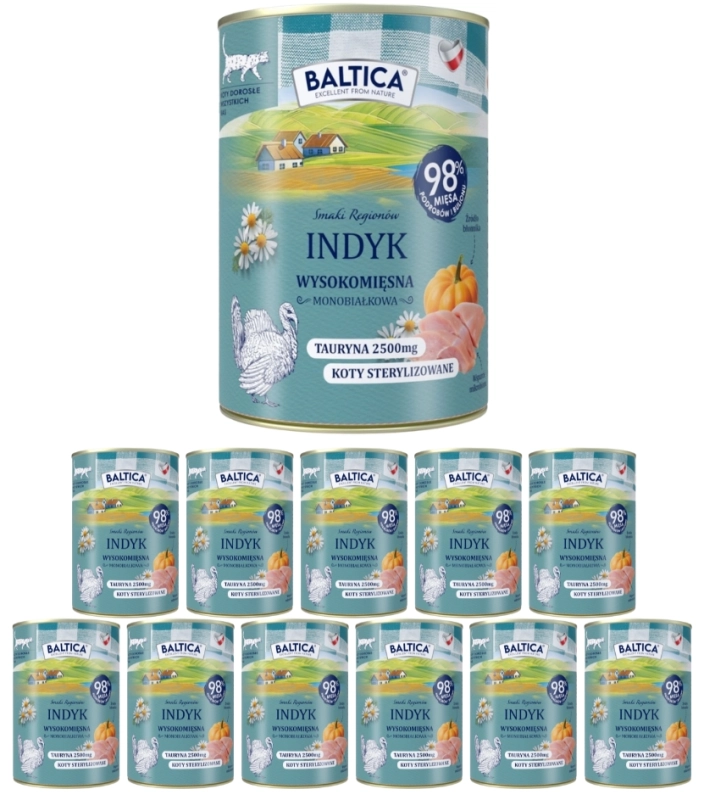 Baltica Smaki Regionów monobiałkowa mokra karma dla kota indyk 12x 400g