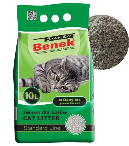 Super Benek Standard Zielony Las żwirek bentonitowy zbrylający dla kota 10L