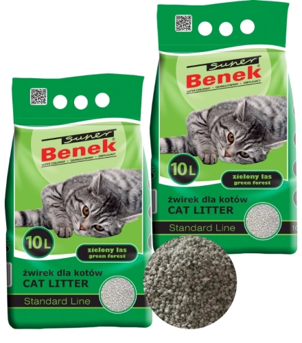 Super Benek Standard Zielony Las żwirek bentonitowy dla kota 2x 10L