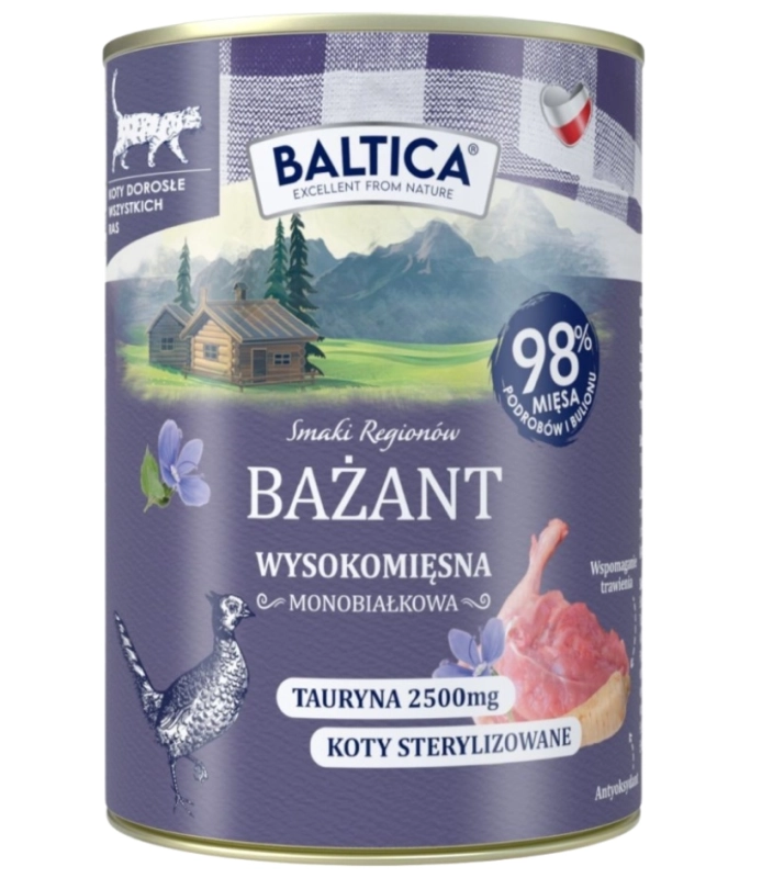 Baltica Smaki Regionów monobiałkowa mokra karma dla kota bażant 400g