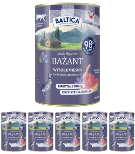 Baltica Smaki Regionów monobiałkowa mokra karma dla kota bażant 6x 400g