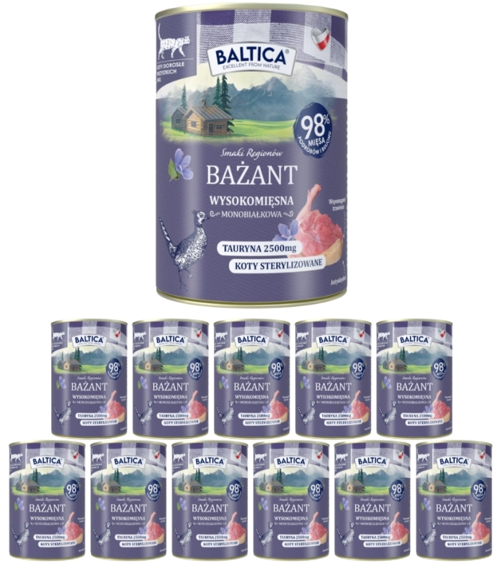 Baltica Smaki Regionów monobiałkowa mokra karma dla kota bażant 12x 400g