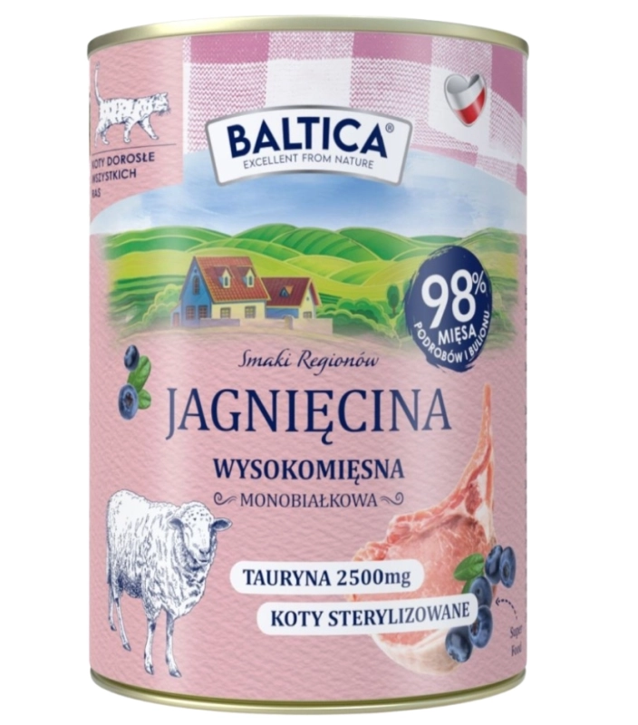 Baltica Smaki Regionów monobiałkowa mokra karma dla kota jagnięcina 6x 400g 3