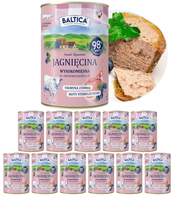 Baltica Smaki Regionów monobiałkowa mokra karma dla kota jagnięcina 12x 400g 4