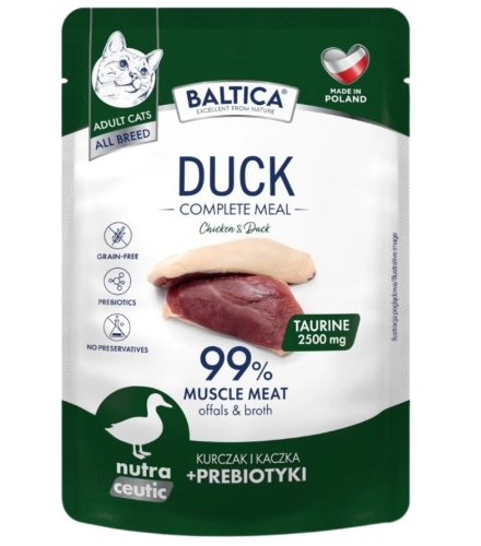 Baltica Nutraceutic mokra karma dla kota kurczak kaczka z prebiotykami 100g