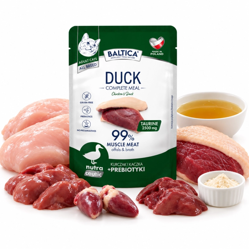 Baltica Nutraceutic mokra karma dla kota kurczak kaczka z prebiotykami 100g 1