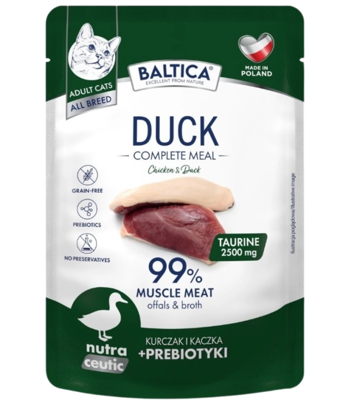 Baltica Nutraceutic mokra karma dla kota kurczak kaczka z prebiotykami 100g 2