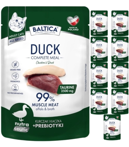 Baltica mokra karma dla kota kurczak kaczka z prebiotykami 10x 100g