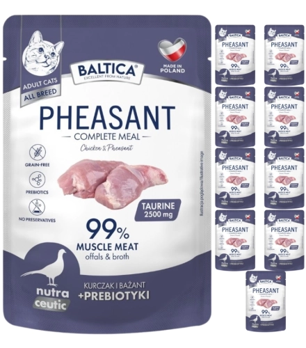 Baltica mokra karma dla kota kurczak bażant z prebiotykami 10x 100g