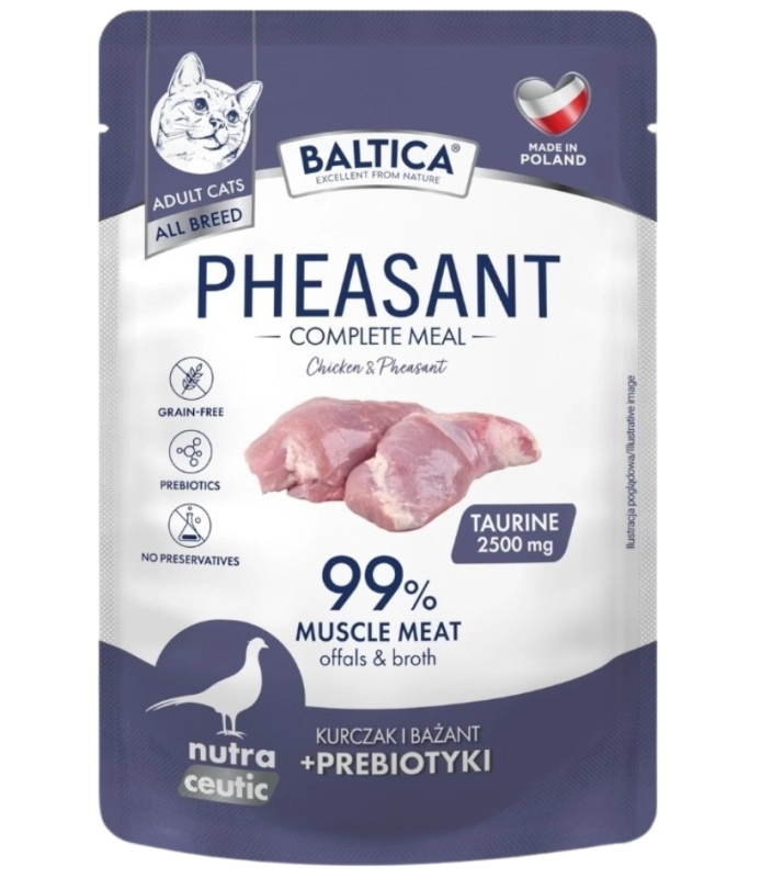 Baltica mokra karma dla kota kurczak bażant z prebiotykami 10x 100g 3