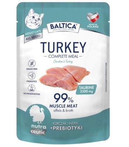 Baltica Nutraceutic mokra karma dla kota kurczak indyk z prebiotykami 100g