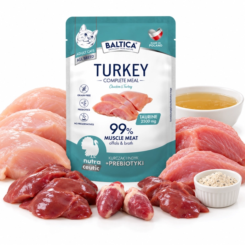Baltica Nutraceutic mokra karma dla kota kurczak indyk z prebiotykami 100g 2