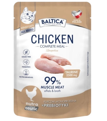 Baltica Nutraceutic monobiałkowa mokra karma dla kota kurczak MOS FOS 100g