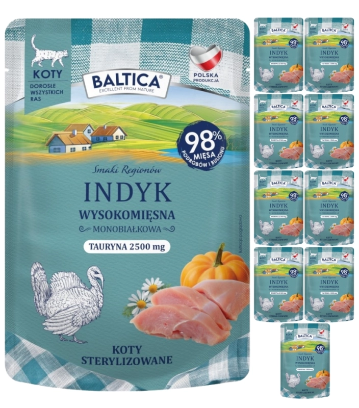 Baltica Smaki Regionów monobiałkowa mokra karma dla kota indyk 10x 100g