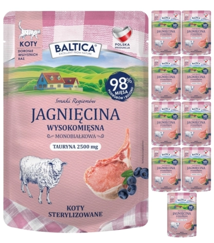 Baltica Smaki Regionów monobiałkowa mokra karma dla kota jagnięcina 10x100g