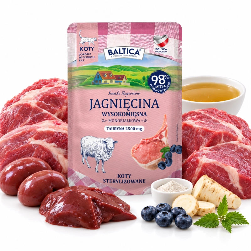 Baltica Smaki Regionów monobiałkowa mokra karma dla kota jagnięcina 10x100g 2
