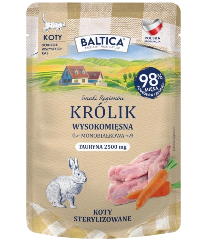 Baltica Smaki Regionów monobiałkowa mokra karma dla kota królik 100g