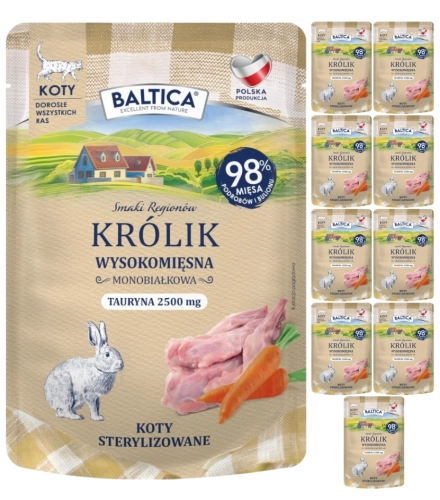 Baltica Smaki Regionów monobiałkowa mokra karma dla kota królik 10x 100g
