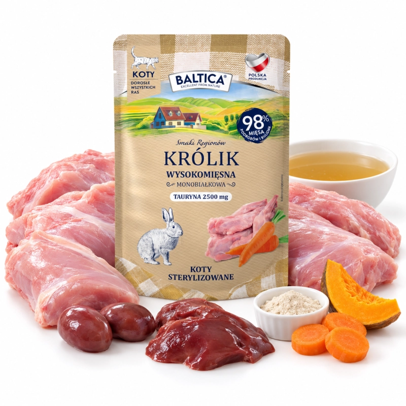 Baltica Smaki Regionów monobiałkowa mokra karma dla kota królik 10x 100g 1