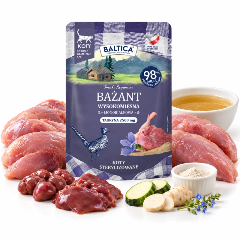 Baltica Smaki Regionów monobiałkowa mokra karma dla kota bażant 100g 1
