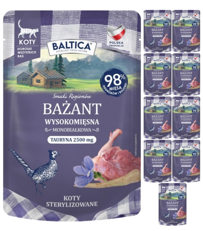 Baltica Smaki Regionów monobiałkowa mokra karma dla kota bażant 10x 100g