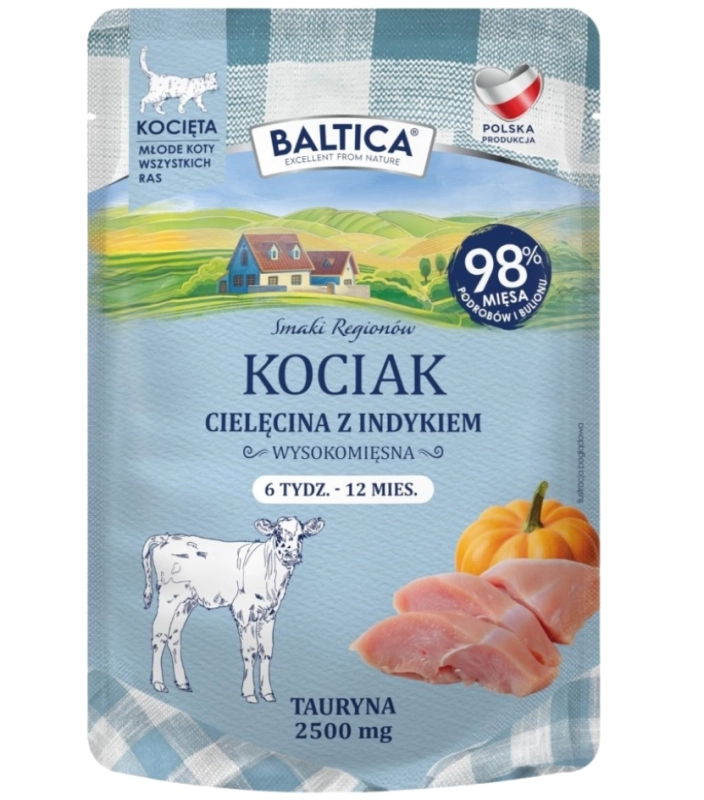 Baltica Smaki Regionów mokra karma dla kociąt cielęcina z indykiem 100g 2