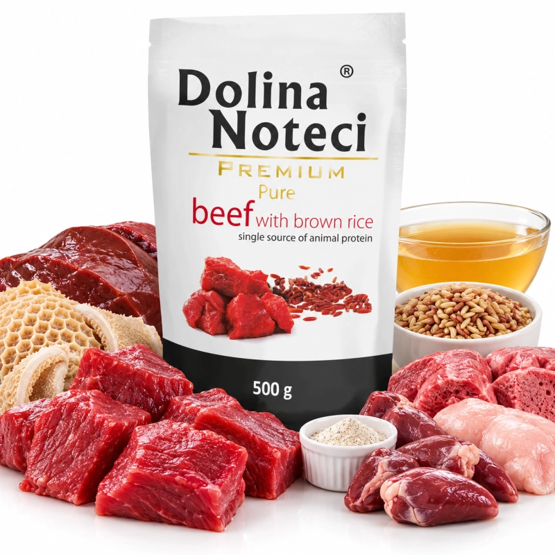 Dolina Noteci Premium Pure mokra karma dla psa wołowina ryż brązowy 500g 1