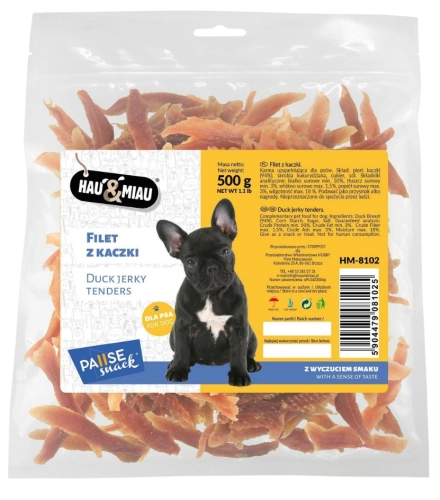 Hau&Miau filety z kaczki naturalny suszony przysmak dla psa 95% mięsa 500g