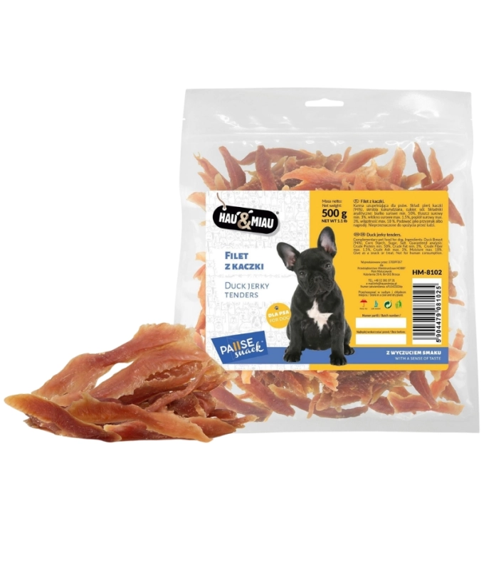 Hau&amp;Miau filety z kaczki naturalny suszony przysmak dla psa 95% mięsa 500g 3