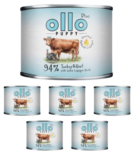 Ollo Puppy Kolagen Plus mokra karma dla szczeniąt indyk i wołowina 6x 200g