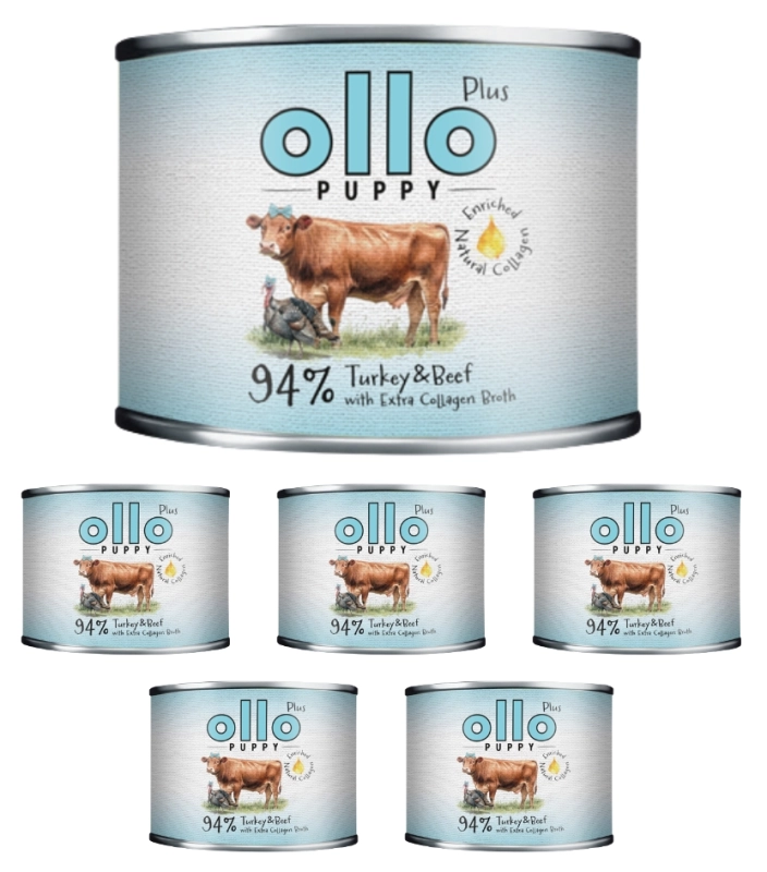 Ollo Puppy Kolagen Plus mokra karma dla szczeniąt indyk i wołowina 6x 200g