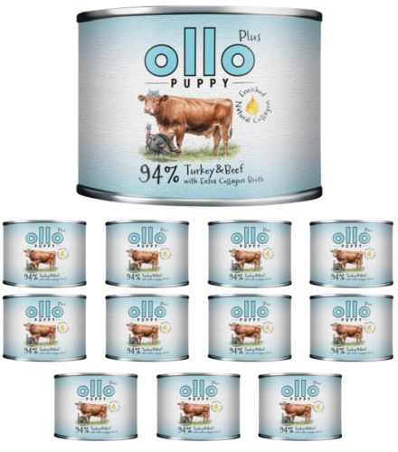 Ollo Puppy Kolagen Plus mokra karma dla szczeniąt indyk i wołowina 12x 200g