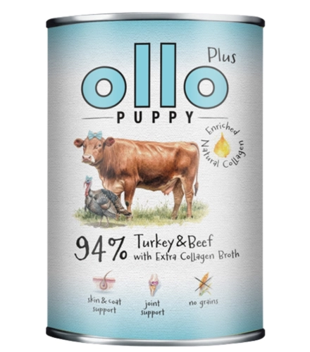 Ollo Puppy Kolagen Plus mokra karma dla szczeniąt indyk i wołowina 400g