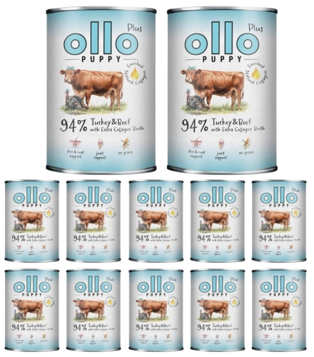 Ollo Puppy Kolagen Plus mokra karma dla szczeniąt indyk i wołowina 12x 400g