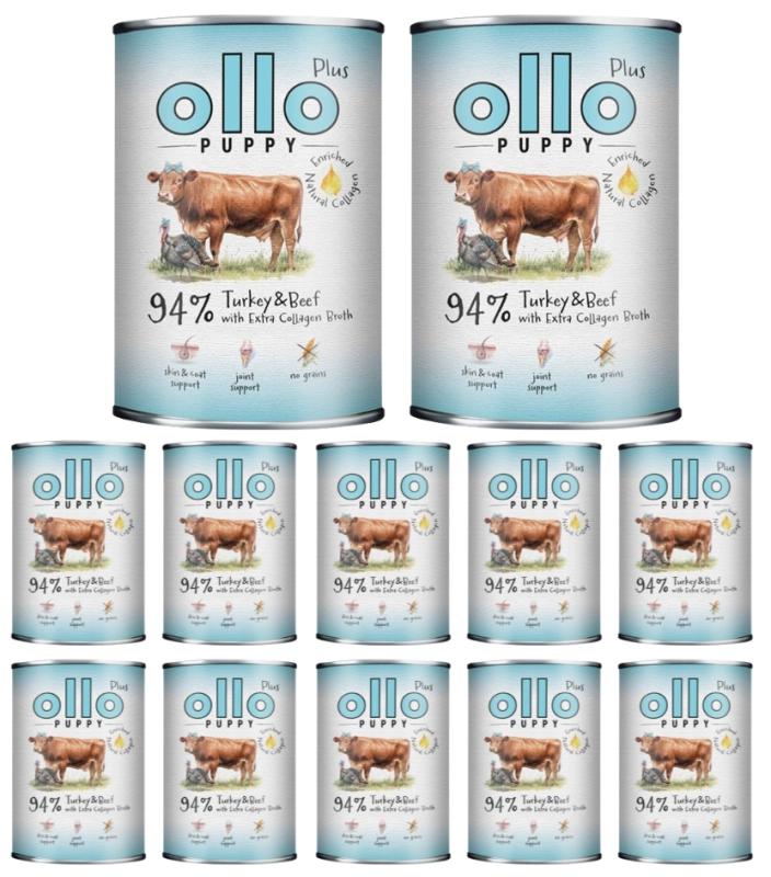 Ollo Puppy Kolagen Plus mokra karma dla szczeniąt indyk i wołowina 12x 400g