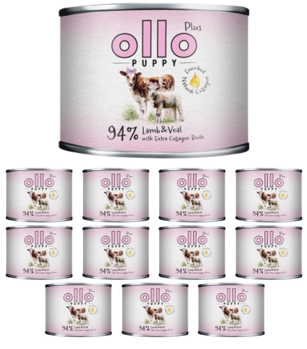 Ollo Puppy Kolagen Plus mokra karma dla szczeniąt jagnięcina cielęcina 12x 200g