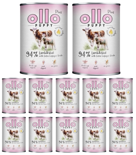 Ollo Puppy Kolagen Plus mokra karma dla szczeniąt jagnięcina cielęcina 12x 400g