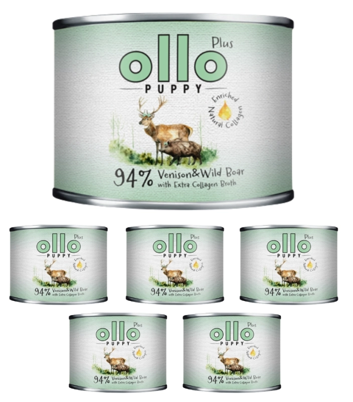 Ollo Puppy Kolagen Plus mokra karma dla szczeniąt jeleń i dzik 6x 200g
