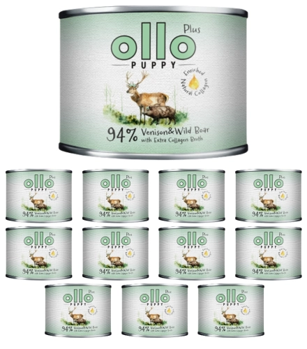 Ollo Puppy Kolagen Plus mokra karma dla szczeniąt jeleń i dzik 12x 200g