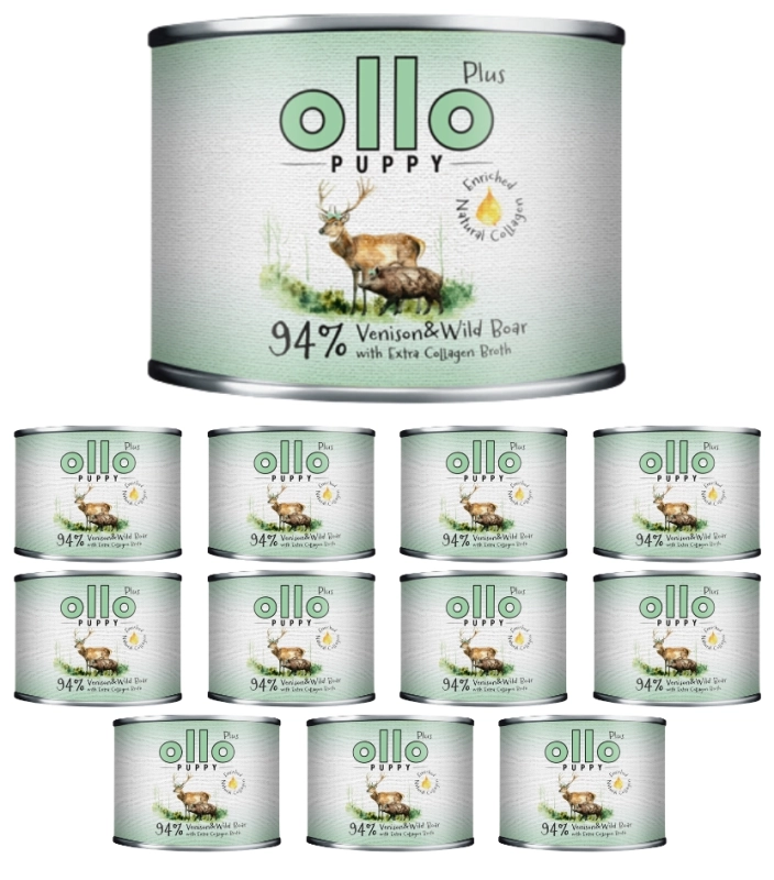 Ollo Puppy Kolagen Plus mokra karma dla szczeniąt jeleń i dzik 12x 200g