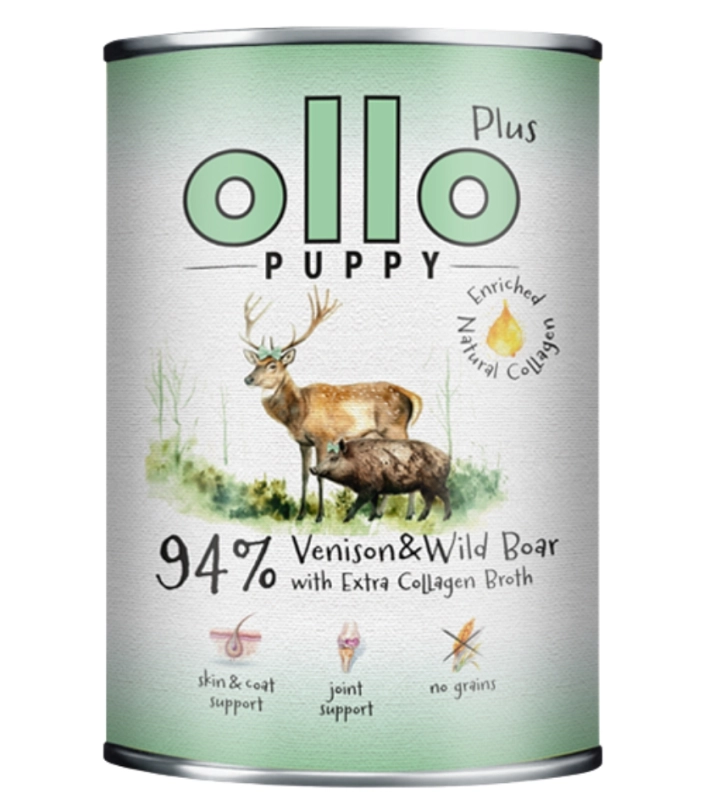 Ollo Puppy Kolagen Plus mokra karma dla szczeniąt jeleń i dzik 400g