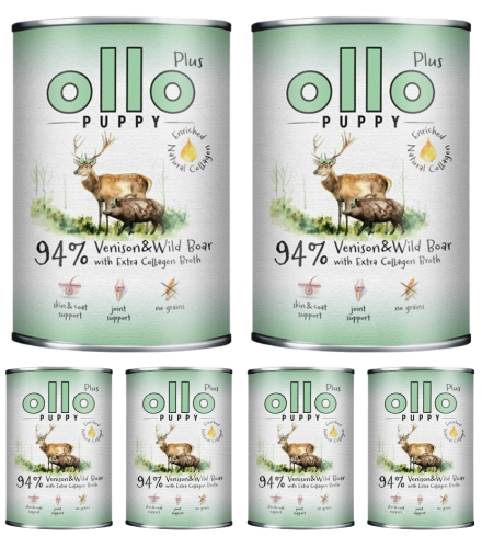 Ollo Puppy Kolagen Plus mokra karma dla szczeniąt jeleń i dzik 6x 400g