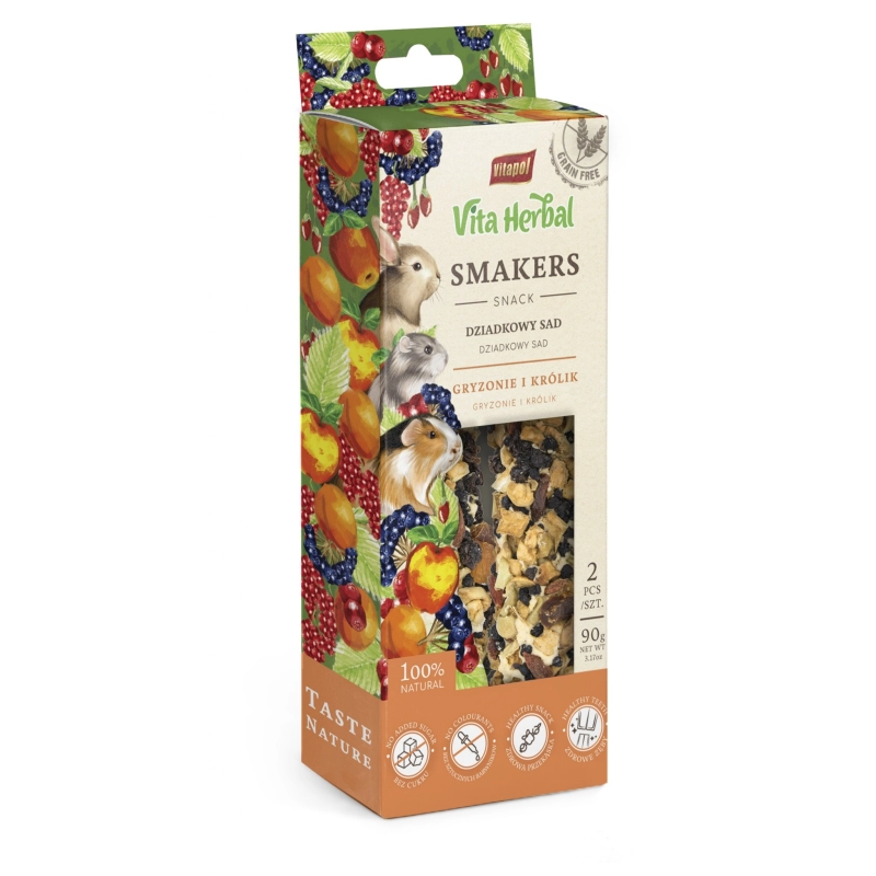 Vitapol Vita Herbal Smakers Dziadkowy Sad kolby królik gryzonie 2szt 90g