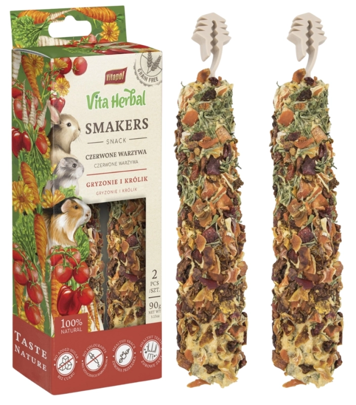 Vitapol Vita Herbal Smakers Czerwone Warzywa kolby królik gryzonie 2szt 90g