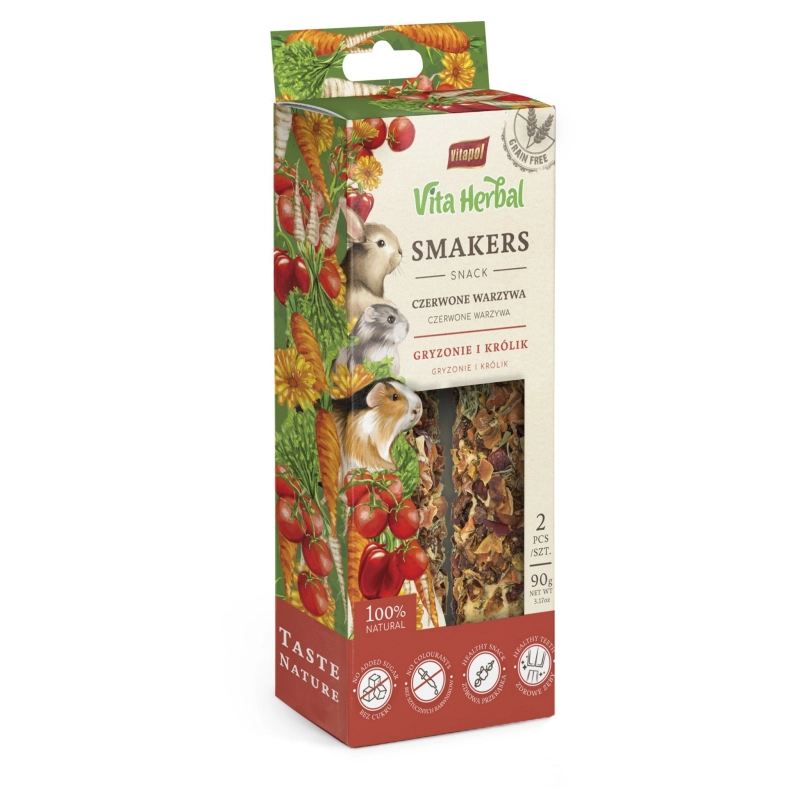 Vitapol Vita Herbal Smakers Czerwone Warzywa kolby królik gryzonie 2szt 90g