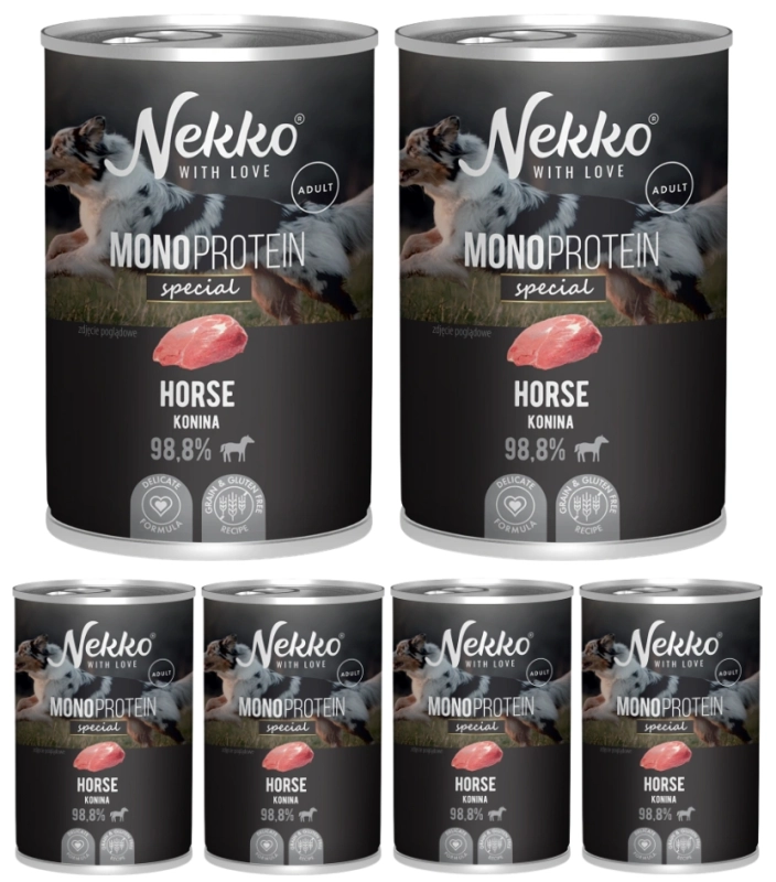 Nekko Monoprotein Special monobiałkowa mokra karma dla psa konina 6x 400g