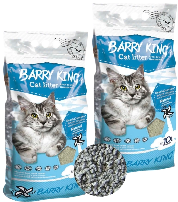Barry King Żwirek bentonitowy mocno zbrylający dla kota naturalny 2x 10l