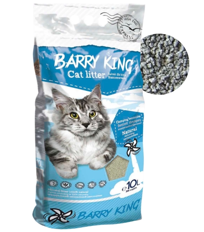 Barry King Żwirek bentonitowy mocno zbrylający dla kota naturalny 10l